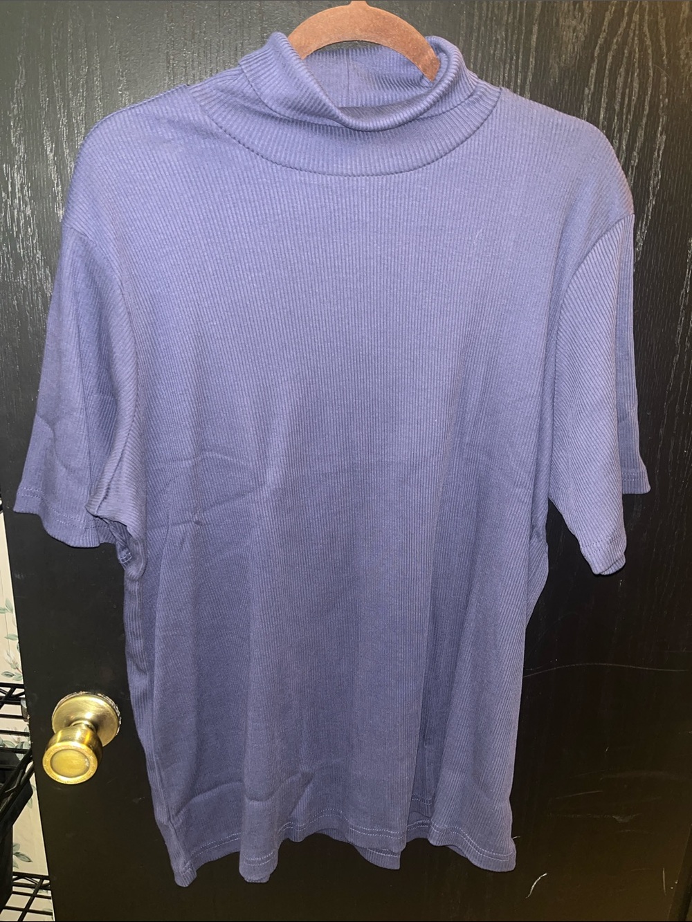 Woman Within Lavender Short Sleeve Mock Neck Tee